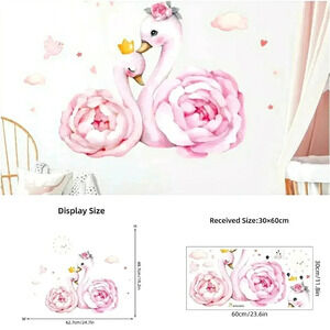 Decal Sticker Mural Pink Swan Children's Room Nursery Wall Art
